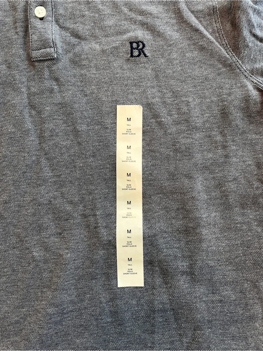 NWT Men’s Banana Republic Factory Slim-Fit Monogram Pique Polo Shirt Size M Tall